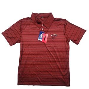 Miami Heat NBA Foco‎ Striped Polo Shirt Men's Large Red Basketball Fan Gear NWT